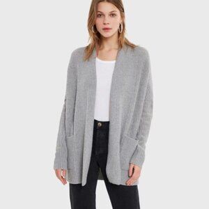 NWT 100% Cashmere White + Warren - Luxe Pocket Coatigan in Graphite